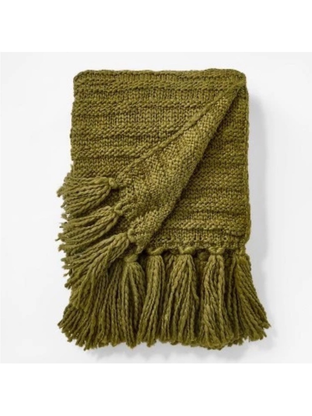 Studio McGee Raised Striped Chunky Knit Throw Blanket | Green | NWT